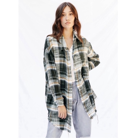 New Lightweight Fall Plaid Gauze Top - Picture 4 of 4